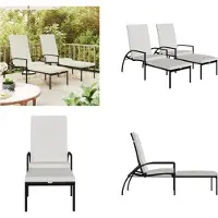vidaXL Ligbedden 2 st met voetensteun polyetheen rattan zwart - Ligbed - Ligbedden - Chaise Longue - Tuinstoel