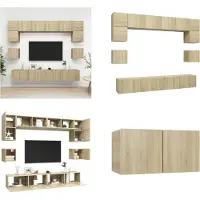 vidaXL 8-delige Tv-meubelset spaanplaat sonoma eikenkleurig - Tv-kastenset - Tv-kastensets - Tv-kasten - Tv-meubelset