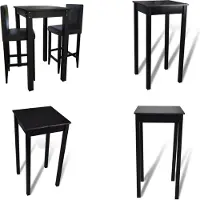 vidaXL Bartafel met 2 barkrukken zwart - Bartafel - Bartafels - Bar Tafel - Bar Tafels