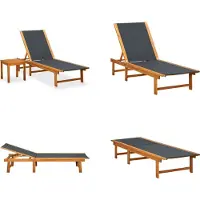 vidaXL Ligbed met tafel massief acaciahout en textileen - Lounger - Loungers - Houten Lounger - Houten Loungers