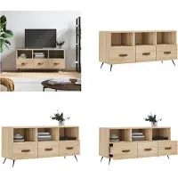 vidaXL Tv-meubel 102x36x50 cm bewerkt hout sonoma eikenkleurig - Tv-meubel - Tv-meubelen - Tv Kast - Opbergkast