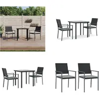 vidaXL 3-delige Tuinset met kussens poly rattan en staal
