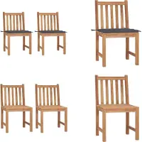 vidaXL Tuinstoelen 2 st met kussens massief teakhout - Tuinstoel - Tuinstoelen - Buitenstoel - Buitenstoelen