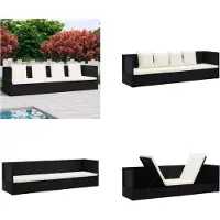 vidaXL Tuinbed met kussens poly rattan zwart - Tuinbed - Tuinbedden - Loungebed - PE-rattan Loungebed