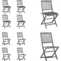 vidaXL Tuinstoelen 4 st inklapbaar met kussens massief acaciahout - Tuinstoel - Tuinstoelen - Tuin Stoel - Tuin Stoelen