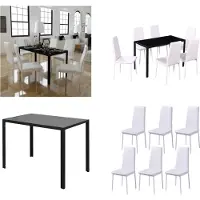 vidaXL Eetkamerset 7-delig wit en zwart - Eetset - Eetsets - Eettafel En Stoel - Eettafels En Stoelen