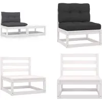 vidaXL 2-delige Loungeset met kussens massief grenenhout wit - Loungeset - Loungesets - Tuinset - Tuinsets
