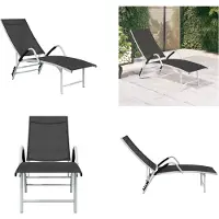 vidaXL Ligbed textileen en aluminium zwart - Ligbed - Ligbedden - Ligstoel - Ligstoelen