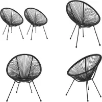 vidaXL Maanstoelen 2 st rattan zwart - Maanstoel - Maanstoelen - Tuinstoel - Tuinstoelen
