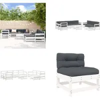 vidaXL 10-delige Loungeset met kussens massief hout wit