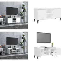 vidaXL Tv-meubel met metalen poten 103,5x35x50 cm wit - Tv-kast - Tv-kasten - Tv-standaard - Tv-standaarden