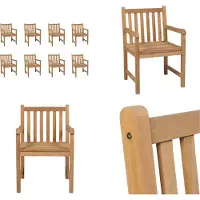 vidaXL Tuinstoelen 8 st massief teakhout - Tuinstoel - Tuinstoelen - Tuin Stoel - Tuin Stoelen