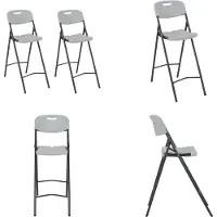 vidaXL Barstoelen inklapbaar 2 st HDPE en staal wit - Barstoel - Barstoelen - Barkruk - Barkrukken