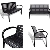 vidaXL Tuinbank 125 cm, staal en WPC, zwart - Tuinbank - Tuinbanken - Terrasbank - Buitenbank