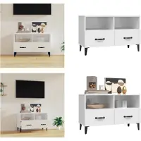 vidaXL Tv-meubel 80x36x50 cm bewerkt hout hoogglans wit - Tv-kast - Tv-kasten - Tv-meubel - Hifi-meubel