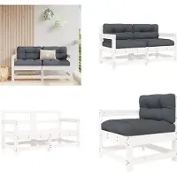 vidaXL Tuinstoelen met kussens 2 st massief grenenhout wit - Tuinstoel - Tuinstoelen - Stoel - Loungestoel