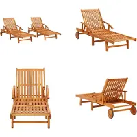 vidaXL Ligbedden 2 st massief acaciahout - Zonnestoel - Zonnestoelen - Zonnebed - Zonnebedden