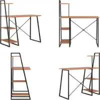 vidaXL Bureau met planken, zwart en eikenhout, 102x50x117 cm - Bureau - Bureaus - Bureau met planken - Bureaus met planken