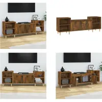 vidaXL Tv-meubel 160x35x55 cm bewerkt hout gerookt eikenkleurig - Tv-kast - Tv-kasten - Tv-meubel - Hifi-meubel