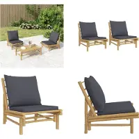 vidaXL Tuinstoelen 2 st met donkergrijze kussens bamboe