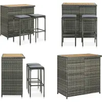 vidaXL 3-delige Barset poly rattan grijs - Barset - Barsets - Bar Set - Bar Sets