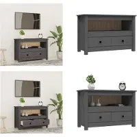 vidaXL Tv-meubel 79x35x52 cm massief grenenhout grijs - Tv-meubel - Tv-meubels - Tv Standaard - Tv Unit