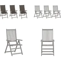 vidaXL Tuinstoelen 3 st verstelbaar met kussens massief acaciahout - Tuinstoel - Tuinstoelen - Stoel - Stoelen