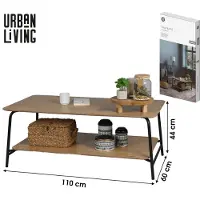 Urban Living SALONTAFEL MET 2 NIVEAUS MET ZWARTE METALEN STRUCTUUR 110X60XH44CM