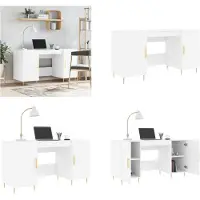 vidaXL Bureau, wit, 140x50x75 cm, houtvezel - Bureau - Bureaus - Kantoortafel - Computerbureau