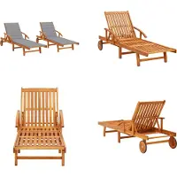 vidaXL Ligstoelen 2 st met kussens massief acaciahout - Zonnestoel - Zonnestoelen - Zonnebed - Zonnebedden