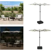 vidaXL Parasol dubbel dak met LED 316x145 cm zandwit