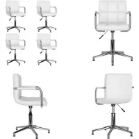 vidaXL Eetkamerstoelen draaibaar 4 st kunstleer wit - Eetkamerstoel - Eetkamerstoelen - Keukenstoelen - Keukenstoel