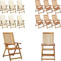 vidaXL Tuinstoelen 6 st inklapbaar met kussens massief acaciahout - Tuinstoel - Tuinstoelen - Tuin Stoel - Tuin Stoelen