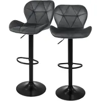 ML-Design Set van 2 barkrukken Leah velvet | fluweel grijs 41x110x47 cm barkrukken | NADUVI
