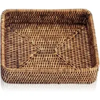 DECOR WALTHER Opbergmand Basket Vierkant Rattan Donker