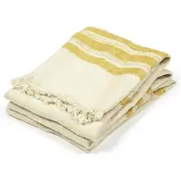Libeco Gastendoek The Belgian Towel Mustard Stripe Linnen (Set van 6)