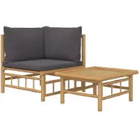 vidaXL 2-delige Loungeset met kussens bamboe donkergrijs