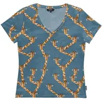 Snurk T-Shirt V-Neck Women Giraffe Blue-XS