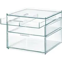 IDesign Organiser Sarah Tanno voor Cosmetica met 3 Lades Hoog Transparant (21 x 20,3 x 17,8 cm)