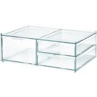 IDesign Organiser Sarah Tanno voor Cosmetica met 3 Lades Breed Transparant (30,5 x 20,3 x 11,4 cm)