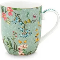 Pip studio Mok Jolie Flowers Blue Large 350 ml (Set van 6)