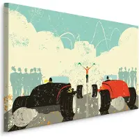 Karo-art Schilderij - Retro Autorace, 5 maten, (groen/rood) Premium Print