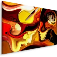 Karo-art Schilderij - Abstracte Gezichten, Multikleur, Premium Print