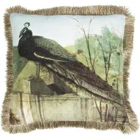 Mars & More kussen fluweel pauw gouden franjes 45x45cm*