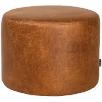 Livin24 Eco-leren poef Kyla cognac