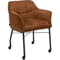 Livin24 Eetkamerstoel met wieltjes Mace ribstof cognac
