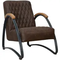 Livin24 Industriële fauteuil Ivy eco-leer bruin