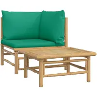 vidaXL 2-delige Loungeset met kussens bamboe groen