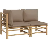 vidaXL 2-delige Loungeset met kussens bamboe taupe