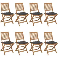 vidaXL Tuinstoelen 8 st inklapbaar met kussens massief acaciahout